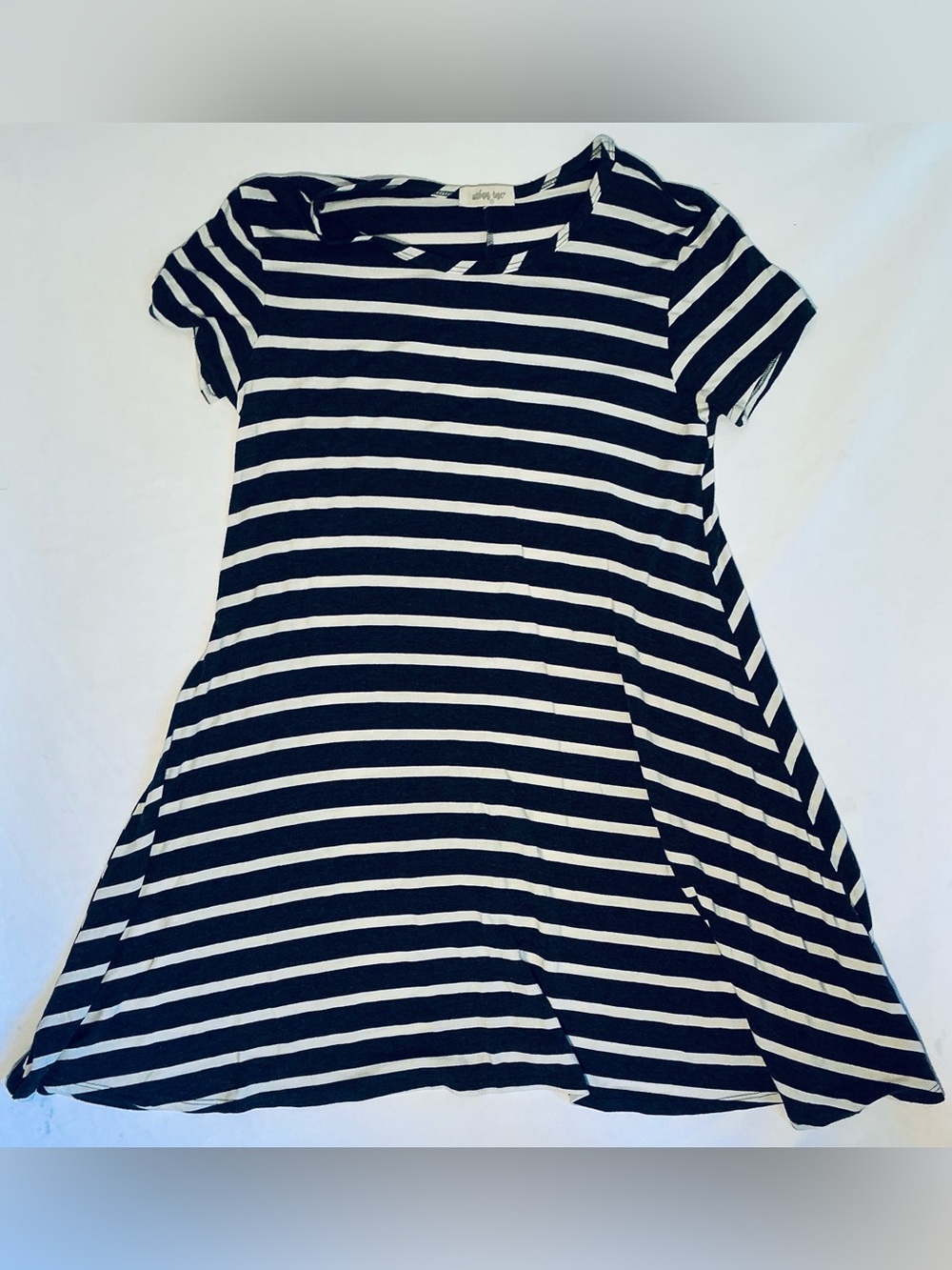 Urban Rose Striped Swing Dress - Gray and White